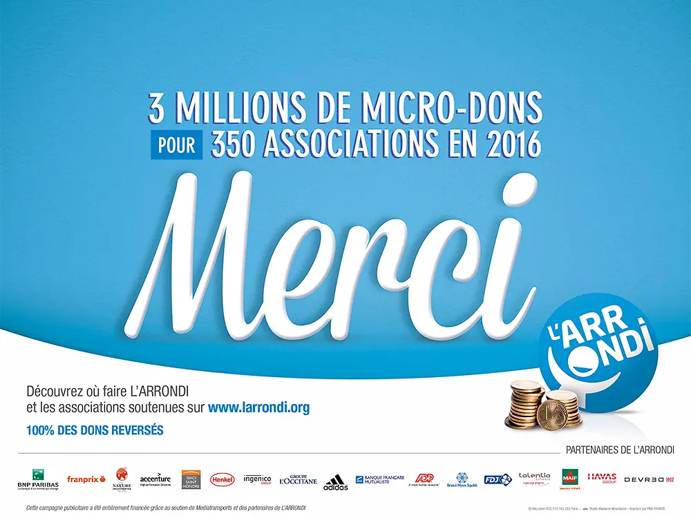 La campagne d’affichage de MicroDON pour L’ARRONDI